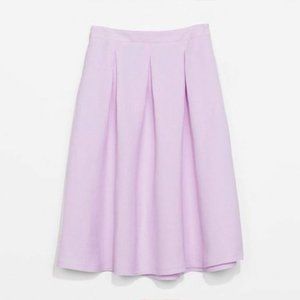 ZARA Lilac Pleated Linen Skirt